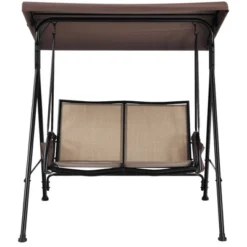 Costway 2 Seat Patio Porch Swing With Adjustable Canopy Storage Pockets Brown -Costway GUEST 9581a3b5 f69d 4166 b349 df1c58473bd4