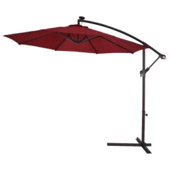Costway 10' Hanging Solar LED Umbrella Patio Sun Shade Offset Market W/Base Burgundy 14 Costway 10' Hanging Solar LED Umbrella Patio Sun Shade Offset Market W/Base Burgundy -Costway GUEST 95c05c30 49a5 417e 8362 a62667356a60