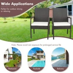Costway 5PCS Patio Dining Set Cushion Armchairs Acacia Wood Table With Umbrella Hole -Costway GUEST 9623bdc4 1f79 41e5 99ac 7490bb124857