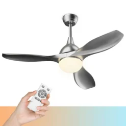 Costway 48'' Ceiling Fan W/ Remote Control Dimmable LED Light Modern Reversible Blades SilverWhite -Costway GUEST 96387a19 c5ad 486d a335 25644dfb72b7