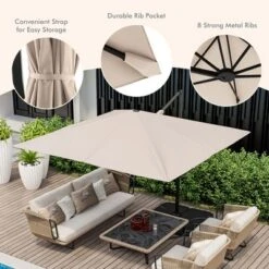Costway Patio 9.5FT Square Cantilever Offset Hanging Umbrella 2-Tier 360° Outdoor Beige/ Coffee/Navy 21 Costway Patio 9.5FT Square Cantilever Offset Hanging Umbrella 2-Tier 360° Outdoor Beige/ Coffee/Navy -Costway GUEST 968066d1 76b4 465e aaac e19273639cbf