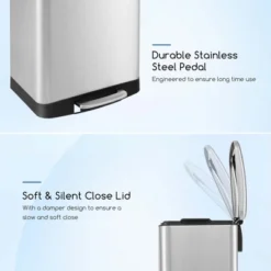 Costway Stainless Steel Trash Can, 13.2 Gal Garbage Can With Lid, Detachable Inner Pail -Costway GUEST 96adfdcc b520 41be 98aa f35711f37660