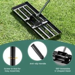 Costway Lawn Leveling Rake 30" X 10" Heavy Duty Level Lawn Tool For Garden Backyard/Lawn Green/Black/Silver -Costway GUEST 970c6531 4941 4435 9556 3ddb4b2cd7a1