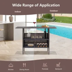 Costway Patio Rattan Wicker Bar Height Counter Table Storage Shelf Rail Garden -Costway GUEST 973c2b8f b636 4a42 a146 1ff9c8ba5f4a