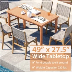 Costway Patio Rectangle Dining Table Teak Wood Spacious Slatted Tabletop Outdoor Up To 6 16 Costway Patio Rectangle Dining Table Teak Wood Spacious Slatted Tabletop Outdoor Up To 6 -Costway GUEST 977520ae 01f6 4a9c 951b 9ee4d13b061a