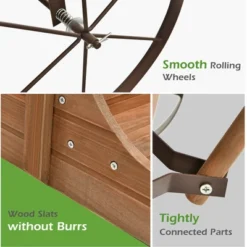 Costway Garden Plant Planter Wooden Wagon Planter W/ Wheel Garden Yard -Costway GUEST 982d514c 7f19 4286 ad2c 7be1d25e16f3