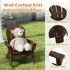 Costway Kids Adirondack Chair With High Backrest Armrests Fire Pit Chair For Kids Ages 3-8 Brown/White/Pink/Turquoise -Costway GUEST 9860e917 bb69 4605 8304 09a46bc42aa1
