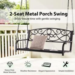 Costway Outdoor 2-Person Metal Porch Swing Hanging Patio Bench 485 Lbs Capacity BlackBrown 17 Costway Outdoor 2-Person Metal Porch Swing Hanging Patio Bench 485 Lbs Capacity BlackBrown -Costway GUEST 987c87f9 4532 434f 851f 8bd85eef488d
