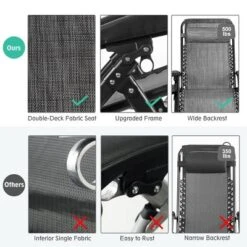 Costway Patio Folding Recliner Lounge Chair Gray -Costway GUEST 987edbd4 478f 4f51 af09 661bc6f25b31