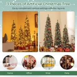 Costway 4' 5' 6' Artificial Christmas Tree Set Of 3 With Realistic Accumulated Snow -Costway GUEST 98b4cddf 50f0 42e0 ae64 e07d358b50c3