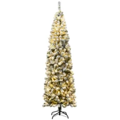 Costway 4.5/6/7.5 Ft Pre-lit Snow Flocked Artificial Pencil Christmas Pine Tree With 150/250/350 LED Lights -Costway GUEST 98cfeb54 5825 46ee 878c 921fb075f291