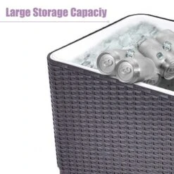 Costway Outdoor Rattan 80QT Party Portable Rolling Cooler Cart Ice Beer Beverage Chest -Costway GUEST 98d14c19 9090 4896 8cf6 90bab47c40f1