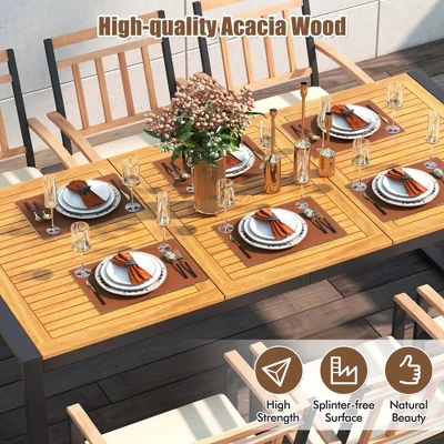 Costway 9 Pieces Patio Dining Set With Soft Cushions And 1.9" Umbrella Hole For Garden 5 Costway 9 Pieces Patio Dining Set With Soft Cushions And 1.9" Umbrella Hole For Garden - Image 3