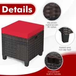 Costway 2PCS Patio Rattan Ottoman Cushioned Seat Foot Rest Coffee Table Red -Costway GUEST 98d4faaf 59d5 4ebb 80c8 52d9da4a6c8c