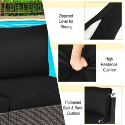 Costway 2PCS Patio Rattan Armless Sofa Sectional Furniture Conversation W/ Cushion -Costway GUEST 98fdd578 863b 4621 864d 5cf78b6bd4f3