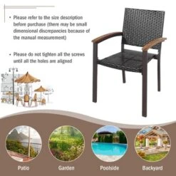 Costway Set Of 4 Outdoor Patio PE Rattan Dining Chairs Armrest Stackable Garden 15 Costway Set Of 4 Outdoor Patio PE Rattan Dining Chairs Armrest Stackable Garden -Costway GUEST 9902389e 1fad 4209 ba42 526641813d80