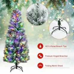 Costway 6FT Pre-Lit Hinged Christmas Tree Snow Flocked W/9 Modes Remote Control Lights -Costway GUEST 990c569a 6aec 476b ac24 4a9fde88099b