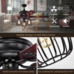 Costway 52'' Ceiling Fan W/ Lights 5 Reversible Blades 3 Lights Retro Ceiling Fan -Costway GUEST 993232e4 737a 4db8 bf32 788ea2d60bff