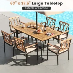 Costway 63-Inch Outdoor Dining Table For 6 People With Acacia Wood Tabletop & Metal Legs -Costway GUEST 99653dc7 4f8b 42f5 9684 fcba5b4f1dc6
