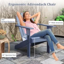 Costway Patio Adirondack Chair With Inclined Seat High Backrest & Wide Armrests White/Blue/Gray/Red -Costway GUEST 997deb8d 6229 43c1 a39f 82f1541849b9