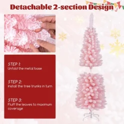 Costway 5/6/7/8 FT Artificial Pink Christmas Tree With 328/460/635/1000 Branch Tips Folding Metal Stand -Costway GUEST 9981710e bb96 4e88 b4bb 3a3492c5b7d8