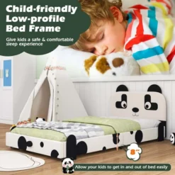 Costway Twin Size Kids Bed Toddler Upholstered Low Profile Bed Frame With Panda Headboard -Costway GUEST 99845e41 54e5 4750 9fe7 0b1c6ea872fa