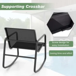 Costway 3 Piece Patio Rocking Set 2 Rocking Bistro Chairs & Glass-Top Table For Porch -Costway GUEST 99ec9c65 6350 4c25 b1c6 faf6067c51f5