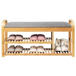 Costway Shoe Rack Entryway 3-Tier Bamboo Shoe Bench Organizer W/Cushion Modern Stool 19 Costway Shoe Rack Entryway 3-Tier Bamboo Shoe Bench Organizer W/Cushion Modern Stool -Costway GUEST 9a03486b b5c0 4a77 a145 6d0a571208e6