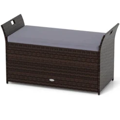 Costway Outdoor Bench With Hand-woven PE Rattan Wicker Cushion & Side Handles Storage Gray/Brown 21 Costway Outdoor Bench With Hand-woven PE Rattan Wicker Cushion & Side Handles Storage Gray/Brown -Costway GUEST 9a2276a9 b7af 45a4 ba81 cabd57cd7713