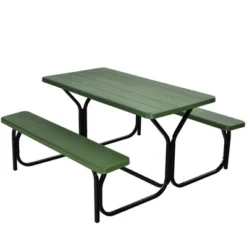 Costway Picnic Table Bench Set Outdoor Camping Backyard Garden Patio Party All Weather Gray/Green -Costway GUEST 9a2f6cbb cead 4879 8adc d8a1ace00f50