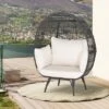 Costway Patio Oversized Rattan Wicker Egg Chair Lounge Basket 4 Cushion Indoor & Outdoor