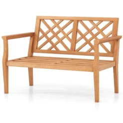Costway 2-Person Outdoor Garden Bench With Comfy Armrests And Backrest Teak Wood 20 Costway 2-Person Outdoor Garden Bench With Comfy Armrests And Backrest Teak Wood -Costway GUEST 9a86f725 6d74 4249 9757 fbd6dac66075