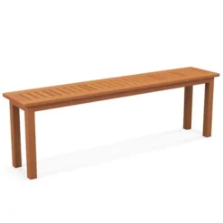 Costway 59" Long Patio Dining Bench With Teak Oil Finish & Slat Seat Accent Entryway Bench -Costway GUEST 9ab65b50 c90e 4618 aa6a 817b1a0cc2ce