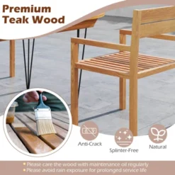 Costway 1/2/4 PCS Outdoor Teak Wood Chair Patio Dining Armchair With Slatted Seat & Backrest 18 Costway 1/2/4 PCS Outdoor Teak Wood Chair Patio Dining Armchair With Slatted Seat & Backrest -Costway GUEST 9aff6004 d90e 42ca b4b2 9fcaecb359bf