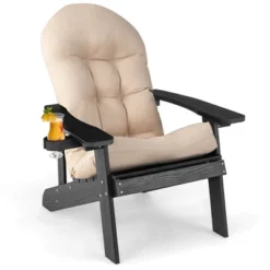 Costway Adirondack Chair HIPS Adirondack Chair With Cup Holder & Cushion Black/Green/Navy/Grey/White/Yellow -Costway GUEST 9b2227c4 8b74 4f05 b933 550b2fc7c158