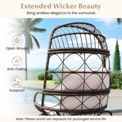 Costway Patio Wicker Rattan Egg Chair With Seat & Back Cushions Metal Indoor Outdoor -Costway GUEST 9b3acb97 ca07 4f5a 912b 52eb1e4d61de