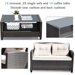 Costway 4PCS Outdoor Rattan Furniture Set Cushioned Sofa Armrest Table -Costway GUEST 9b694694 5ee2 43e2 8439 2925498fd2d7