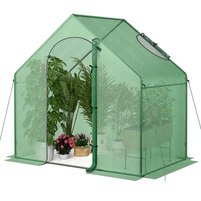 Costway 6 X 3 X 5.5FT Mini Walk-in Greenhouse With PE Cover Rustproof PE-Coated Metal Frame 12 Costway 6 X 3 X 5.5FT Mini Walk-in Greenhouse With PE Cover Rustproof PE-Coated Metal Frame - Image 10