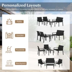 Costway 4 PCS Outdoor Wicker Patio Furniture Set With Heavy-Duty Galvanized Metal Frame Mix Brown/Black -Costway GUEST 9c45bec7 b595 495f 8024 81e1bb7223b8