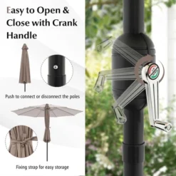 Costway Outdoor Heavy Duty Market Umbrella With Tilt Mechanism Crank Handle 8 Sturdy Ribs Tan 18 Costway Outdoor Heavy Duty Market Umbrella With Tilt Mechanism Crank Handle 8 Sturdy Ribs Tan -Costway GUEST 9c4d15b0 bbd4 46c3 a5f6 0bc4c35da8c3