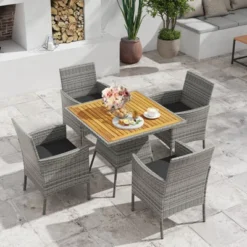 Costway 5 Pieces PE Wicker Patio Dining Set With Cushions And 1.97" Umbrella Hole 21 Costway 5 Pieces PE Wicker Patio Dining Set With Cushions And 1.97" Umbrella Hole -Costway GUEST 9cc8f07d 02ee 47aa a231 ea0082d45459