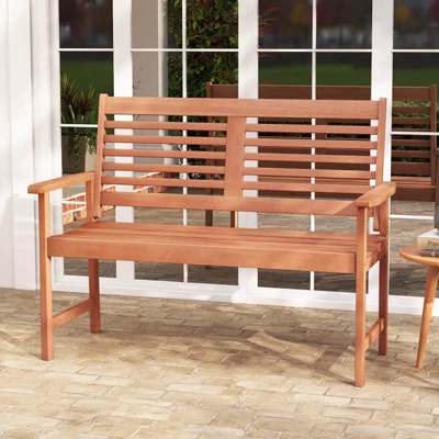 Costway Patio Solid Wood Loveseat With Inclined Backrest & Slatted Seat Teak Painting 12 Costway Patio Solid Wood Loveseat With Inclined Backrest & Slatted Seat Teak Painting - Image 10