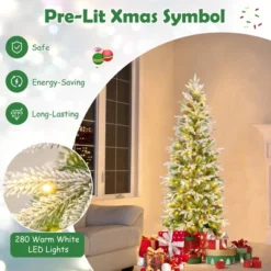 Costway 6/7.5/9 FT Flocked Christmas Tree With 671/913/1310 PE PVC Branch Tips 280/350/470 Warm White LED Lights 18 Costway 6/7.5/9 FT Flocked Christmas Tree With 671/913/1310 PE PVC Branch Tips 280/350/470 Warm White LED Lights -Costway GUEST 9d38eee0 a5e8 4b18 b32b 7ae86646162b