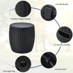 Costway 9.5 Gallon 4-in-1 Patio Rattan Cool Bar Cocktail Table Side Table BrownBlack -Costway GUEST 9d471f60 6a42 45fb 8bef 2e09b4cdf843