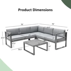 Costway 4PCS Patio Furniture Set Aluminum Frame Loveseat Coffee Table Cushions Deck Grey -Costway GUEST 9de0c9d3 4b7e 42cc 9d7b 2ce69e2ae27b