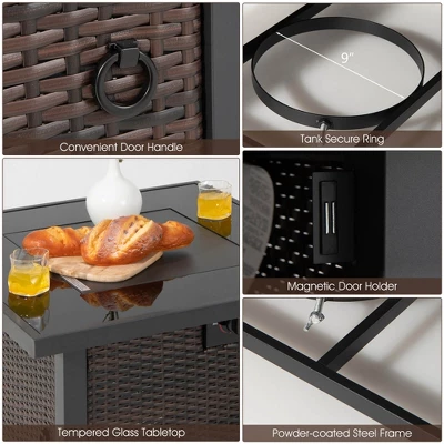 Costway 9 PCS Patio Furniture Set With 32" Fire Pit Table 50,000 BTU Square Propane Fire Pit Black/Grey/Navy/Red/Turquoise/White 8 Costway 9 PCS Patio Furniture Set With 32" Fire Pit Table 50,000 BTU Square Propane Fire Pit Black/Grey/Navy/Red/Turquoise/White - Image 6