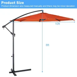 Costway 10 Ft Hanging Umbrella Patio Sun Shade Offset Outdoor Market Cross Base Orange -Costway GUEST 9f109d2f 53ef 46a6 a80a 75bb2900129b
