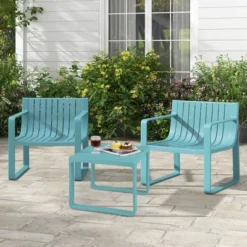 Costway Patio Chairs Set Of 2/4 Weather-resistant Plastic Outdoor Armchairs Blue -Costway GUEST 9f2ba2f3 f7bc 474e 9e8c 5217fd7919e9