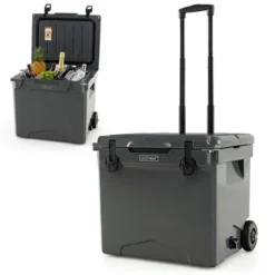 Costway 42 Qt Portable Cooler Roto Molded Ice Chest Insulated 5-7 Days With Wheels Handle Charcoal/Tan -Costway GUEST 9f37c8bc 76a0 4c0f a212 0e9a5d7be486