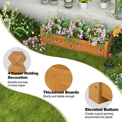 Costway Wooden Rectangular Planter Box Raised Garden Bed For Plants With 4 Corner Drainage 9 Costway Wooden Rectangular Planter Box Raised Garden Bed For Plants With 4 Corner Drainage - Image 7